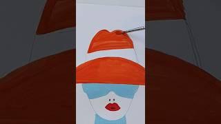 La mujer con sombrero - Pintura al gouache