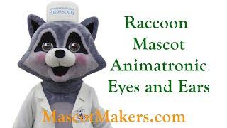 Doctor raccoon mascot with animatronic eyes