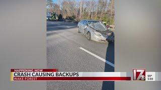 Crash causing backups along Capital Boulevard in Wake Forest