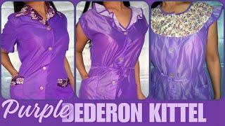 Lila DDR Dederon Nylon Kittelschürzen | Nylon Smock #nylon #apron #kittelschürze #smock