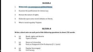 Write a note on contemporary political theory. Masters in Political Science