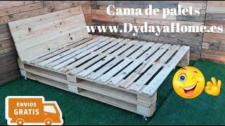 Muebles con palets para dormitorio, Muebles con palets camas, Cama palets 135 x 190 x 30 Y cabecero.