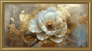 Vintage Gold Peony Painting | Frame TV Art Screensaver for TV Wallpaper