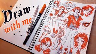  Filling a Sketchbook Page using only 2 tools // BALLPOINT PEN AND TOMBOW MARKER / Draw with me