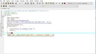 program in C to create and store information in a text file