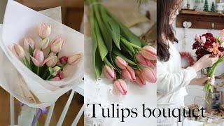 튤립꽃다발 만들어요Let's make a bouquet with tulips #flowerlesson #tulipbouquet #플라워샵