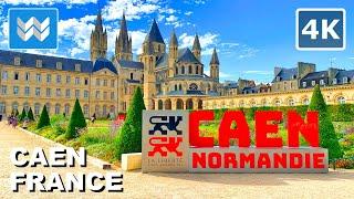 [4K] Caen City Center in Normandy, France  (WW2 D-Day Site) Walking Tour & Vacation Travel Guide