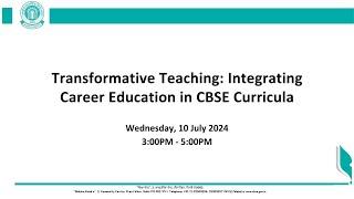 Transformative Teaching: Integrating Career Education in CBSE Curricula