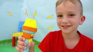 Little Chris pretend play with toys - best videos with small brother