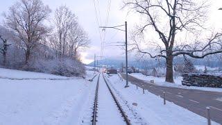  4K  Moutier - Oberdorf - Solothurn, dawn cab ride Switzerland [01.2021] Führerstandsmitfahrt