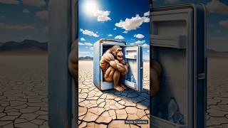 The monkey lives in the jungle but chills in the fridge to beat the heat  #ai #monkey #ice