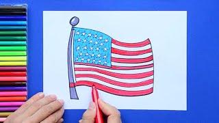 How to draw the National Flag of USA