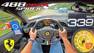 FERRARI 488 PISTA *339km/h* on AUTOBAHN [NO SPEED LIMIT]