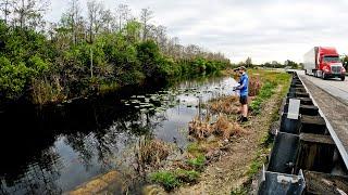 Florida Everglades Roadside Canal Fishing