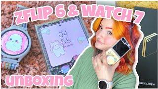 unboxing the samsung z flip 6 + galaxy watch 7 | decorating + first impressions |