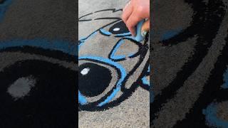 Drawing Stitch in Glitch Art with Loddie Doddie sidewalk chalk #chalkart #liloandstitch