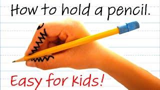 How to HOLD A PENCIL!! - (Easy for Kids!) - with Ally the Alligator