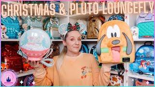 Disney Unboxing Pluto Cosplay Loungefly Mini Backpack Chrismtas Mickey Minnie Snowglobe Disney Haul