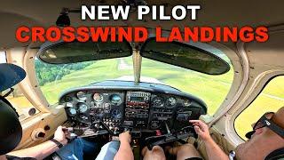 New Pilot Practices Touch and Goes in Gusty Crosswinds | 2nd Lesson in a Piper Cherokee 140