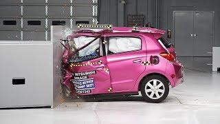 2014 Mitsubishi Mirage driver-side small overlap IIHS crash test