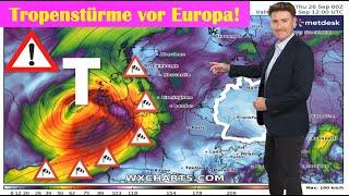 Unwetterwarnung: Starkregen, steigende Pegel, Gewitter, Sturmgefahr. Tropensturm im Anmarsch. Frost.