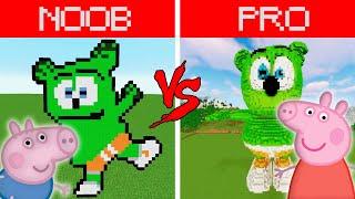 Minecraft Peppa Pig VS George NOOB vs PRO: GUMMY BEAR Build Challenge in Minecraft!