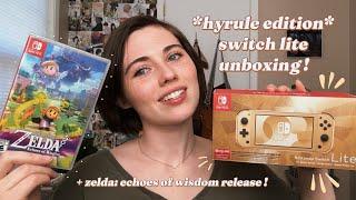 nintendo switch lite *hyrule edition* unboxing + legend of zelda: echoes of wisdom!