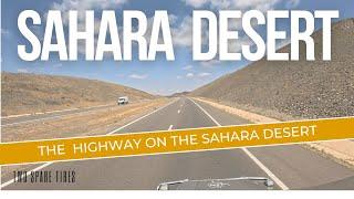 Sahara desert highway drive. #twosparetires #adventure #roadadventure #automobile #lighttravels