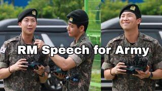 RM gave a beautiful speech for Army with English subtitles 
