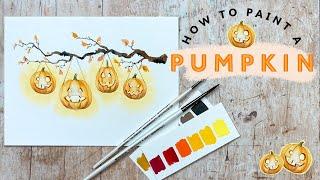 How to Paint a Watercolour Pumpkin | Halloween Jack-o'- Lanterns