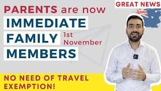 Finally! Parents Recognized as Immediate Family for Travel via Parent Visa Australia 2021