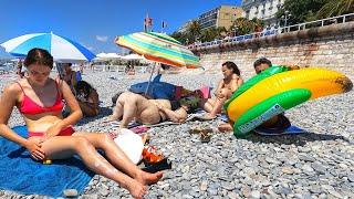 Nice Beach. Beach Walk 4k. Beach. Incredible Beach! Walk French Riviera.