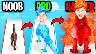 NOOB vs PRO vs HACKER In DINO EVOLUTION RUN 3D!? (ALL LEVELS!)