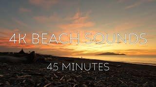 4K Relaxing Beach Sunset Sounds – 45 mins – Kāpiti Island from Te Horo Beach