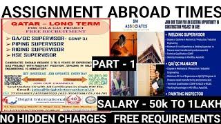 Assignment Abroad Times Newspaper | Qatar Job Vacancy | Hiring For Heavy Duty Drivers, Mechanical