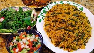 Lubia Polo Ba Gooshte Charkh Kardeh (Green Bean Rice with Ground Beef) - Cooking with Yousef