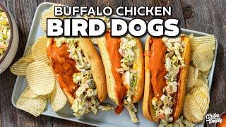 Buffalo Chicken BIRD DOGS | Smoked Chicken Tenders + Blue Cheese Coleslaw