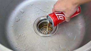 Pour Coke down the kitchen drain,effect,sharp, tips  SECRET Plumber Trick  (Extremely simple) 