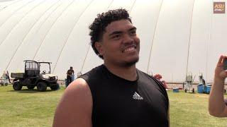 ASU offensive lineman Leif Fautanu following first spring practice (3/26/2024)