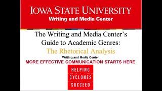 The Writing and Media Center's Guide to Academic Genres: The Rhetorical Analysis