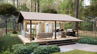 beautiful small cottage homes 10'x20' (3x6m) | 1 Bedroom Small House IDeas with Cozy Porch