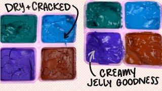 How I REACTIVATE Jelly Gouache - Turn Dry Himi/Miya or Arrtx BACK TO JELLY *satisfying*