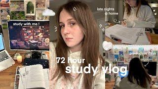 72HR STUDY VLOG ᯓ productive days, cafe studying, late nights @ home  + study with me!