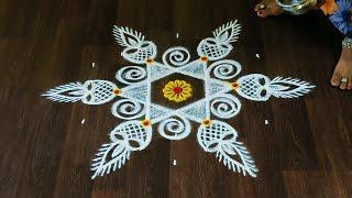 குட்டி தீபம் கோலம்Latest creative easy rangoli kolamTraditional muggulu designs Daily Rangoli