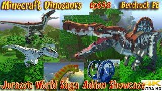 Jurassic World Saga Addon Dinosaur Showcase Bedrock PE Minecraft Dinosaurs Ep698