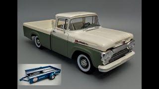 FIRST BUILD! ALL NEW 1960 Ford F100 Pickup Trailer 1/25 Scale Model Kit Build How To Assemble Paint