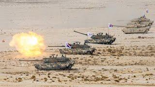 South Korean tanks and artillery train in Qatar for the first time