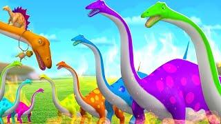 Long Neck Dinosaur Brachiosaurus Adventure to Rescue T Rex Funny Dinosaur Comedy Videos Compilation