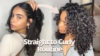 STRAIGHT TO CURLY HAIR ROUTINE Using Curl Smith Bond Curl Rehab Salve!