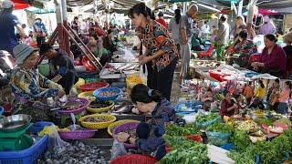 Amazing Morning Food Market Scene - Plenty Rural Eel, River Fish, Vegetable, Chickens & More Food